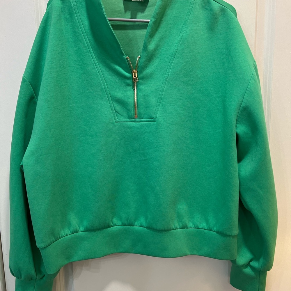 Green Half-Zip Pullover Sweatshirt - image 1